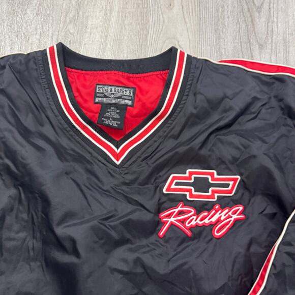 Vintage Chevrolet Racing Windbreaker Jacket Men's Large Black Red y2k Chevy - Picture 3 of 8